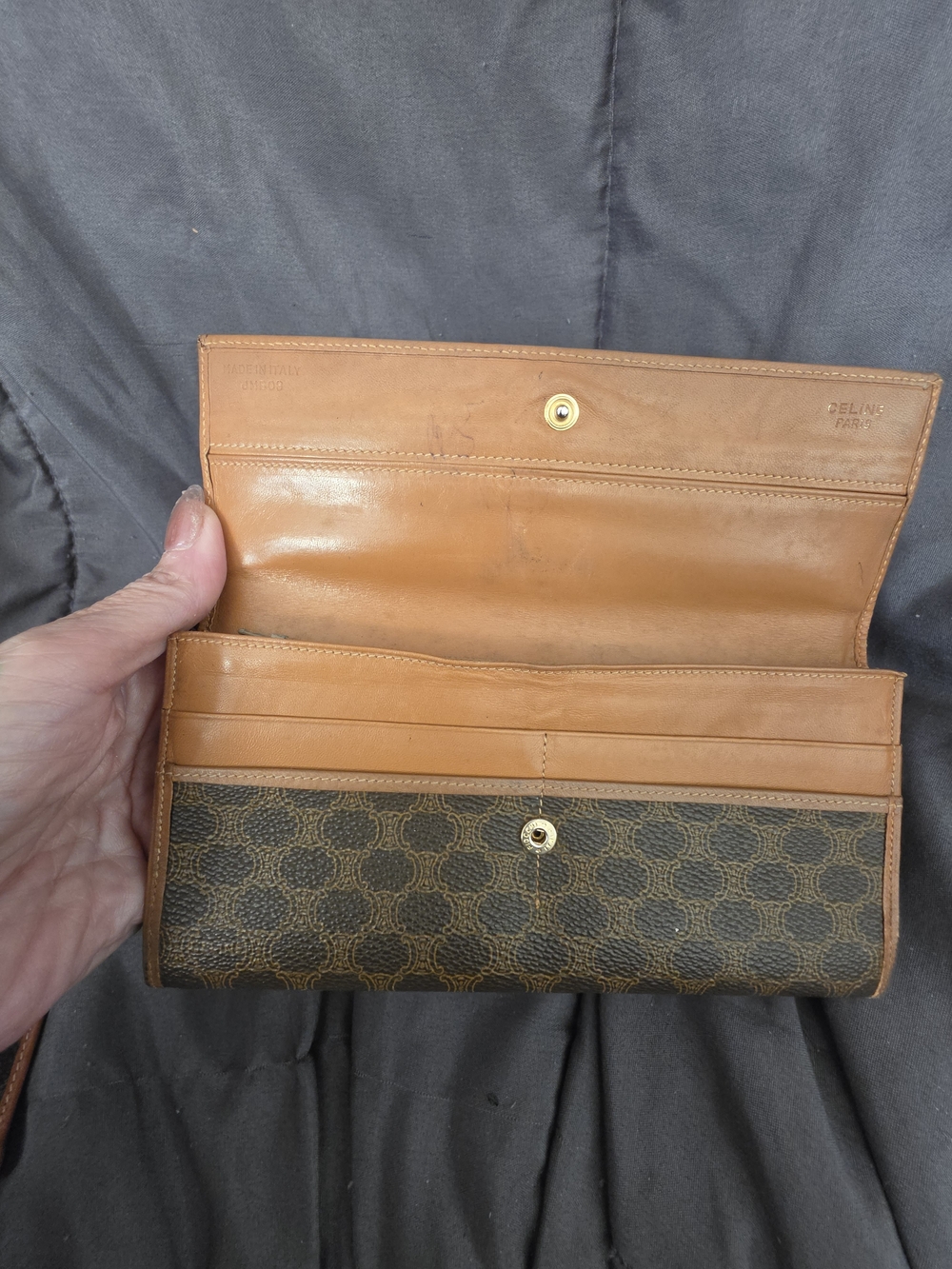 Authentic Celine Brown Monogram Continental Wallet with Tan Trim - Picture 9 of 13